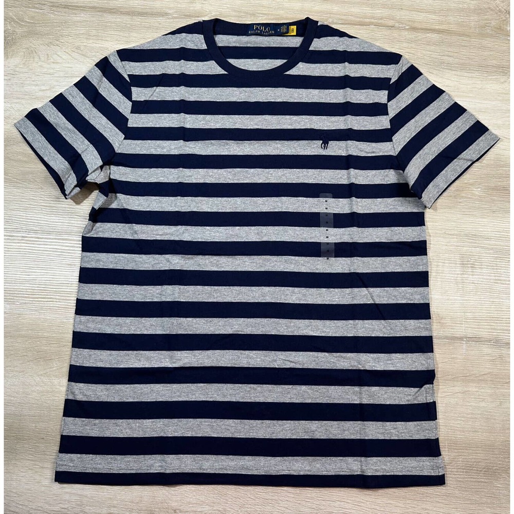 Polo Ralph Lauren Mens L Striped Crew Neck T-Shirt Short Sleeve